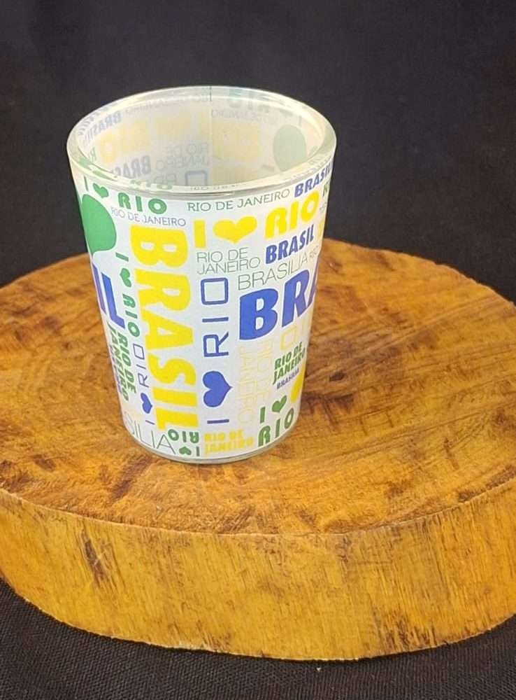 copo dose estampa Brasil, Rio de Janeiro, Eu amo Rio