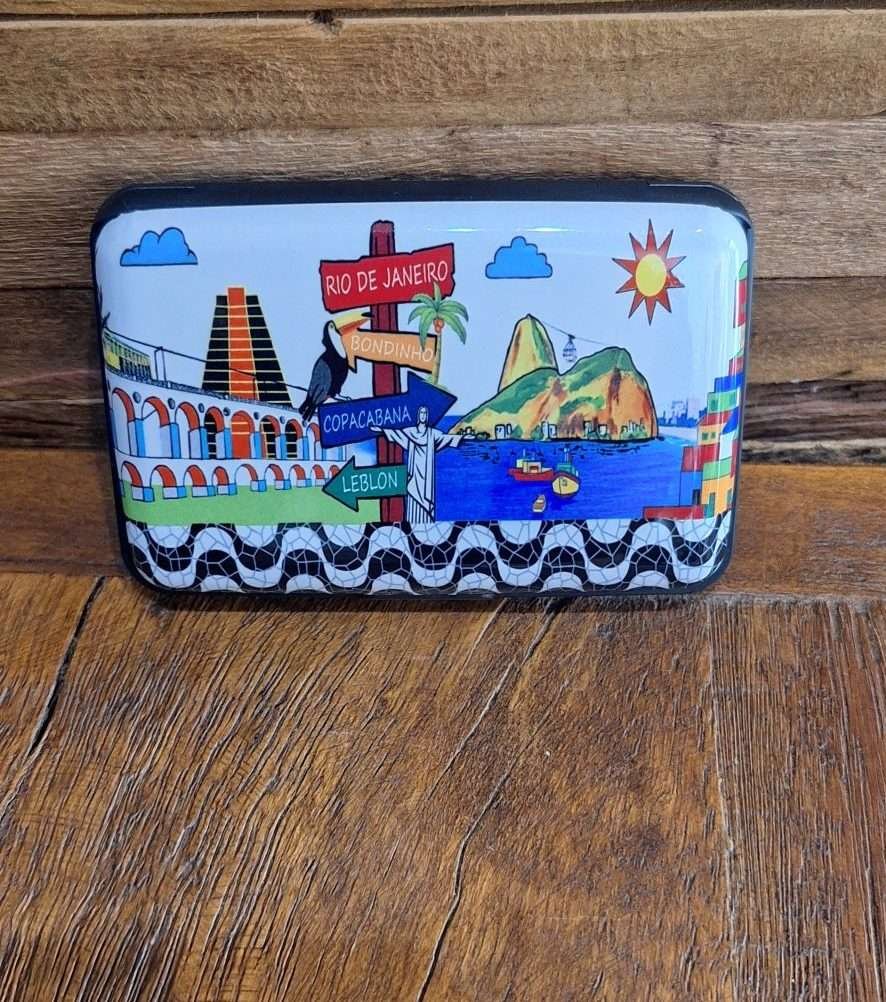 Carteira Porta Cartão Lembrança Souvenir placas , lapa, Cristo, brasil, pão de açucar, bondinho, Rio de Janeiro, Brasil