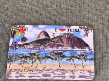imã de geladeira Rio de Janeiro, Brasil, Eu amo Rio, praia, Copacabana, arara, bondinho