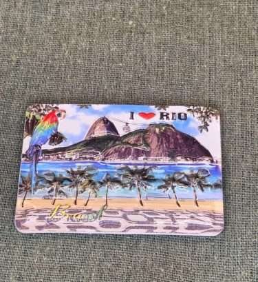 imã de geladeira Rio de Janeiro, Brasil, Eu amo Rio, praia, Copacabana, arara, bondinho