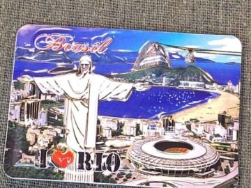 imã de geladeira Eu amo Rio, maracanã, morro da Urca