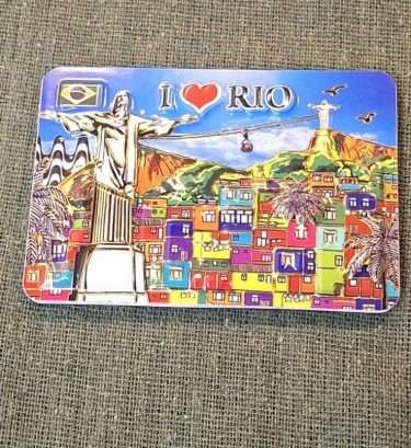 imã de geladeira Eu amo Rio, maracanã, morro da Urca, favela 
