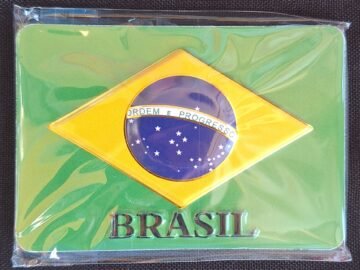 Imã de geladeira de papel Brasil ordem e progresso