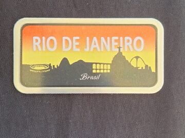 Imã de geladeira placa Rio de Janeiro Brasil arcos da lapa Maracanã Cristo ceu laranja