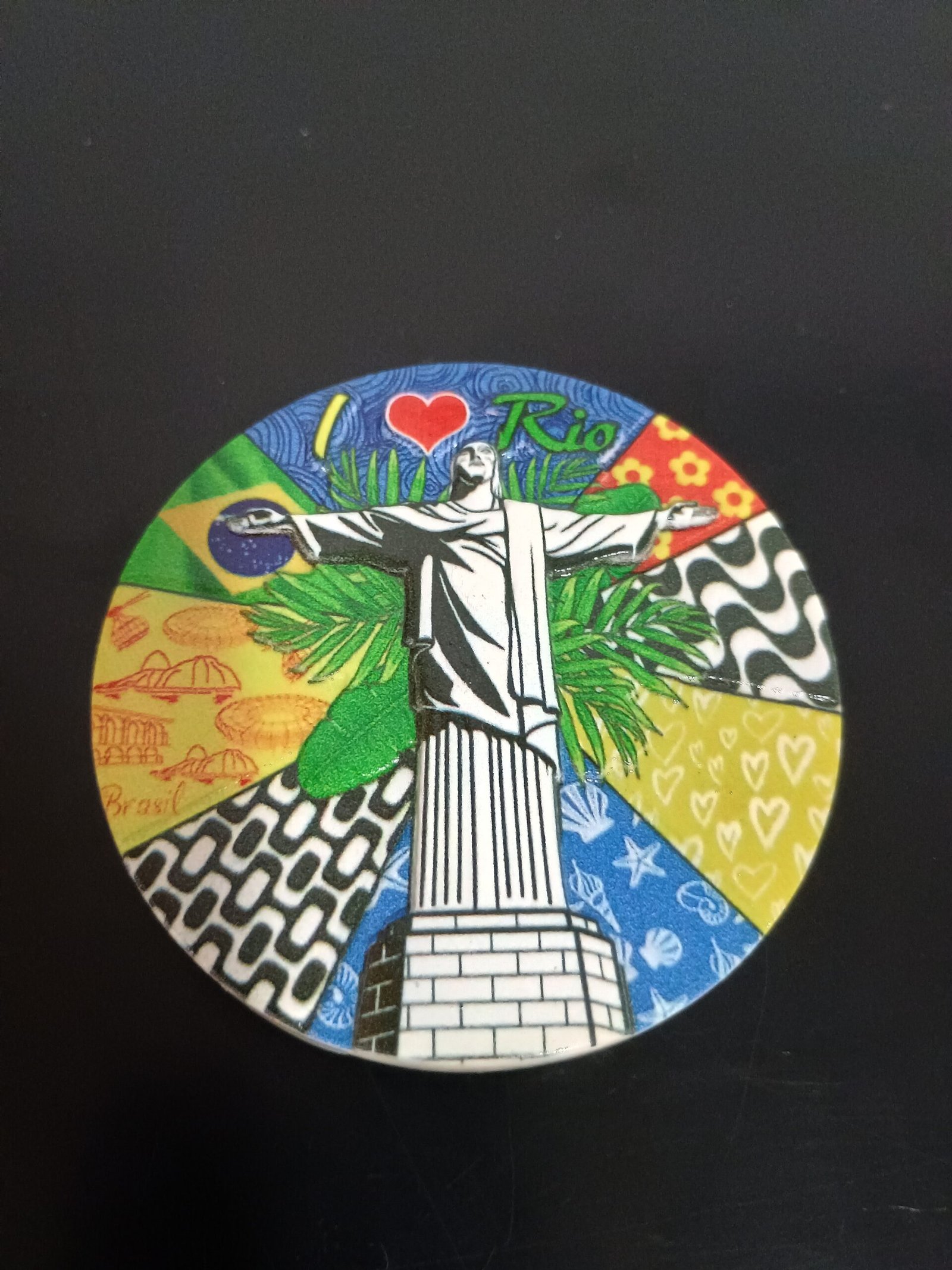 imã de  geladeira em resina Brasil I love Rio