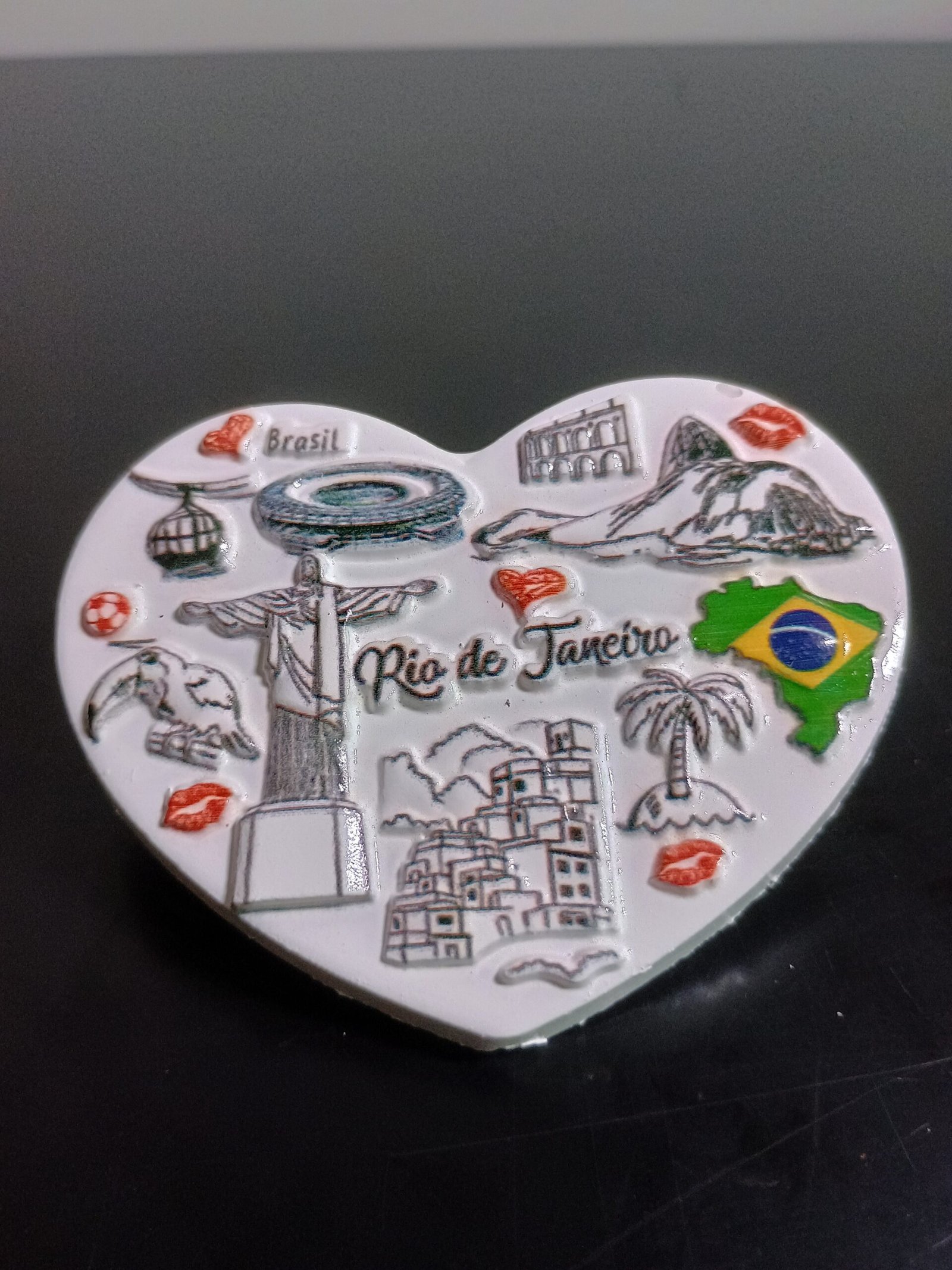 Imã de resina coração, maracanã, Copacabana, Corcovado, Cristo, Arcos da Lapa, Rio de Janeiro