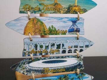 placa decorativa de madeira para pendurar na parede Rio de Janeiro