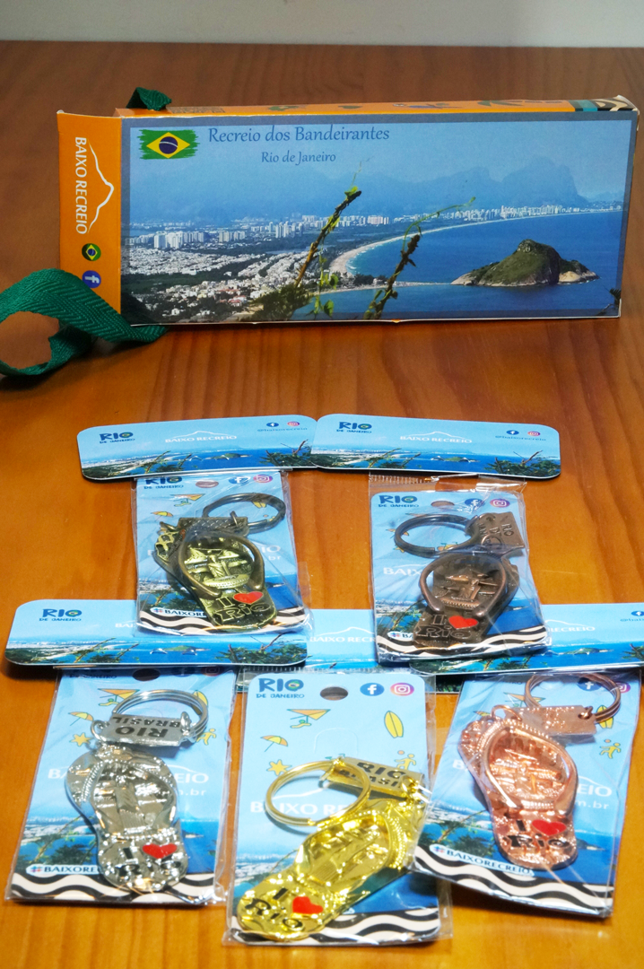 Box Com 05 Chaveiros Rio De Janeiro Sandalia Metal Souvenir